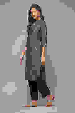 Teal Viscose Straight Printed Kurta image number 3