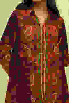 Purple Printed Regular Fit Straight Kurti image number 1