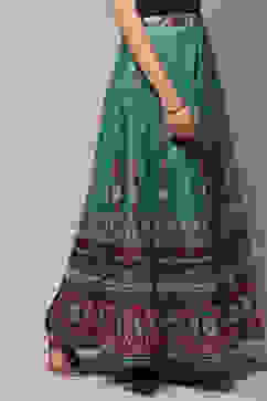 Teal Art Silk Skirt image number 3