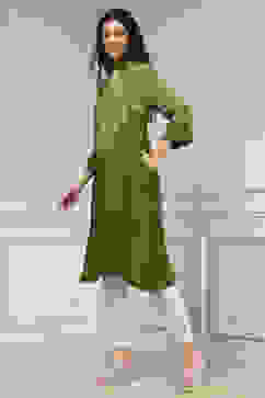 Olive Green Printed Straight Kurta image number 2