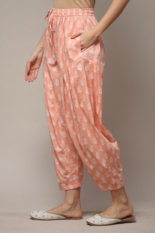 White Blue Cotton Printed Relaxed Salwar image number 3