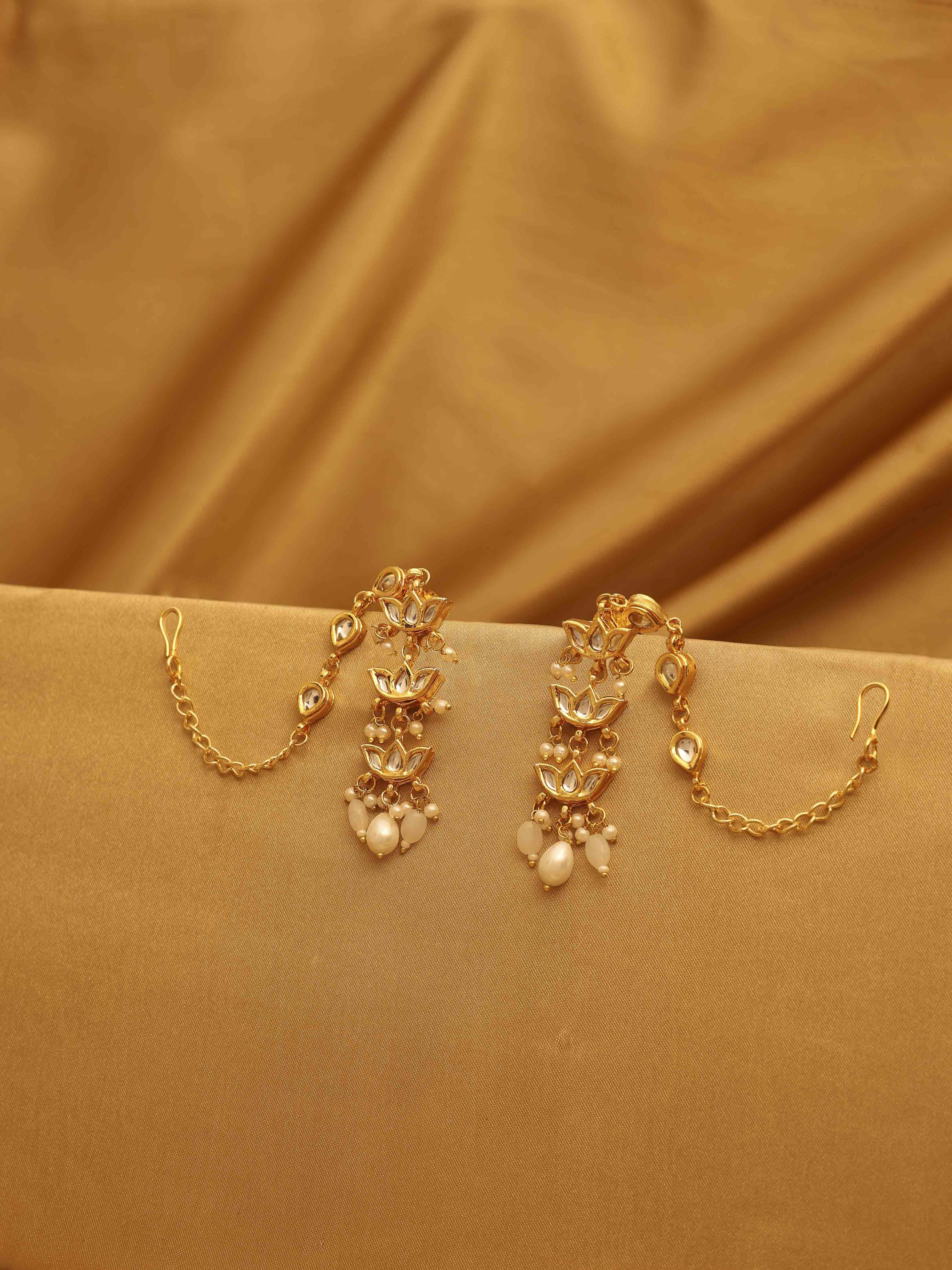 biba White Gold Plated Brass Kaanchain EarringsWhite Gold Plated Brass Kaanchain Earrings-picture-605