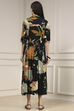 Black Viscose Rayon Straight Printed Dress image number 3