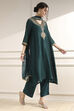 Green Polyester Straight Yarndyed Suit Set image number 5