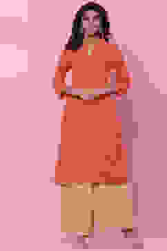 Orange Rayon Straight Kurta image number 0