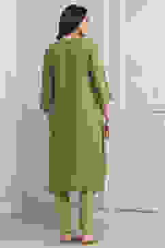 Pista Green Viscose Straight Solid Kurta image number 3