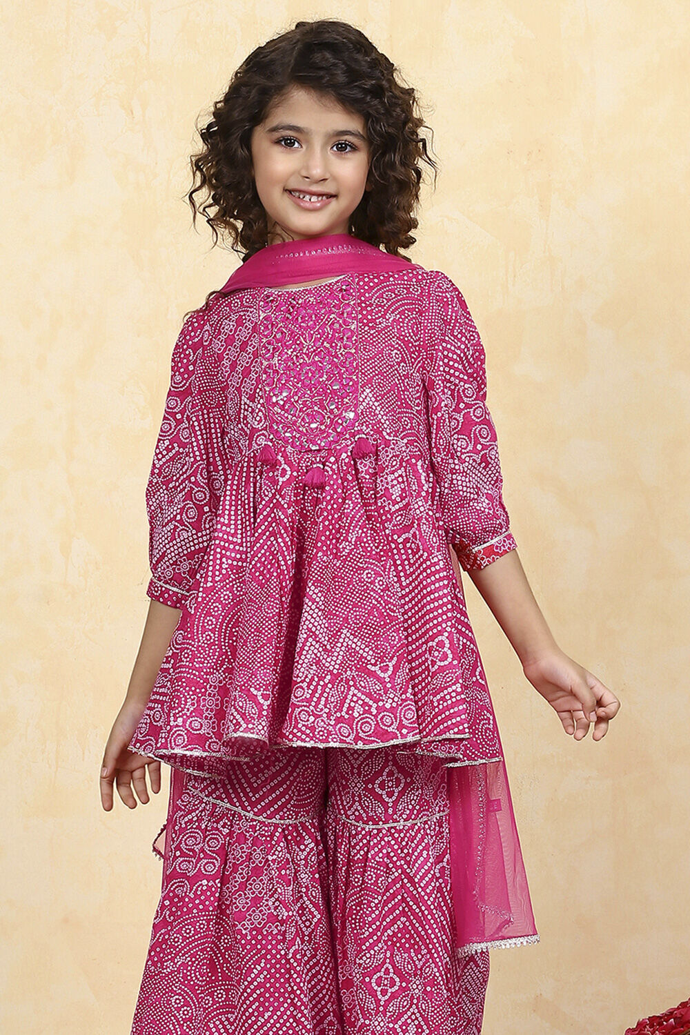 Pink Cotton Printed Straight Sharara Suit Set image number 7