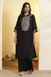 Black Viscose Silk Straight Kurta image number 5