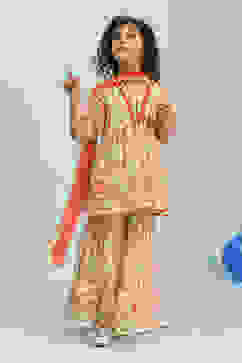 Lime Green Georgette Printed Peplum Suit Set image number 0