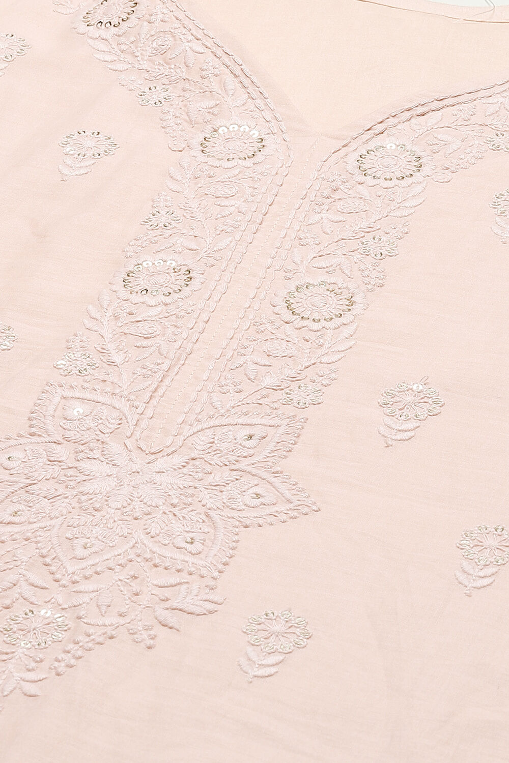 Pink Cotton Machine Embroidered Unstitched Suit Set image number 1