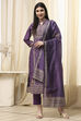 Purple Chanderi Unstitched Suit Set image number 1