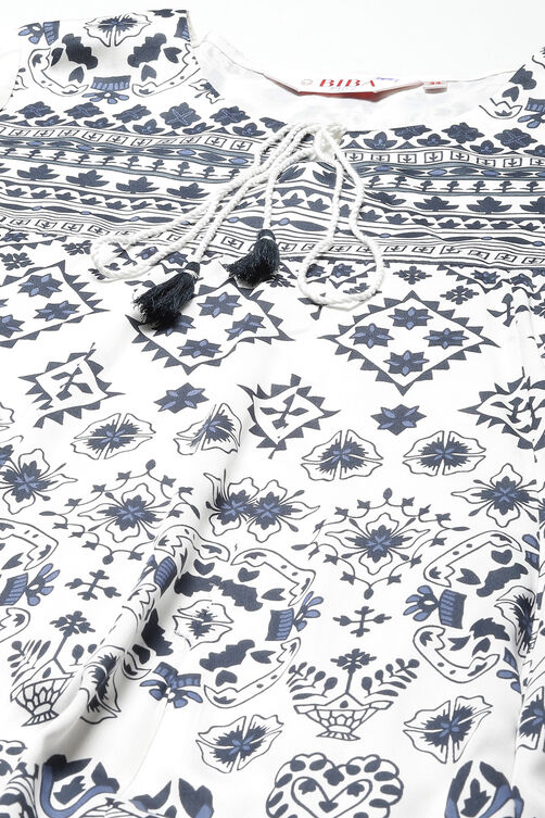 Black And White Viscose Flared Kurta Set image number 1