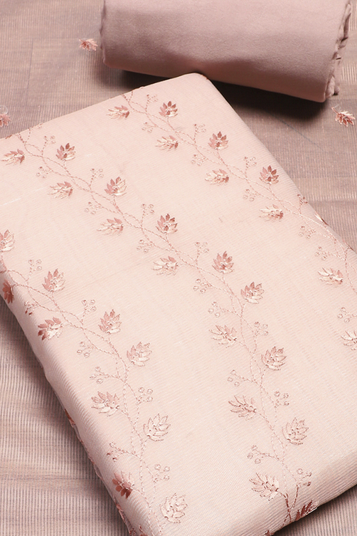 Peach Net Unstitched Suit Set image number 4