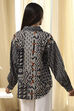 Black Cotton Printed Straight Shirt image number 3