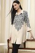 Black Printed Shirt-Style Straight Short Kurta image number 6