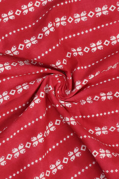 Red Cotton Unstitched Suit Set image number 1