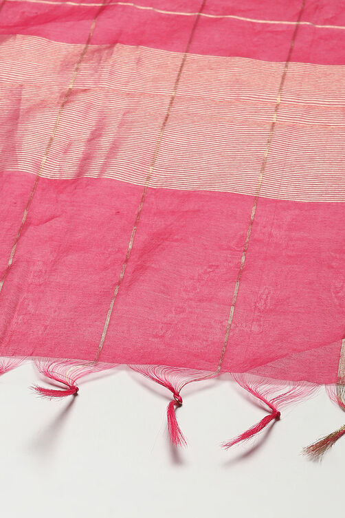 Fuchsia Poly Cotton Straight Kurta Pant Suit Set image number 3