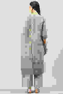 Mint Green Art Silk Straight Kurta Palazzo Suit Set image number 4