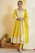 Yellow Cotton Floral Printed Anarkali Kurta Set image number 7