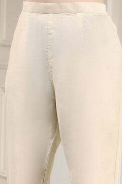 White Tissue Applique Unstitched Suit Set image number 3