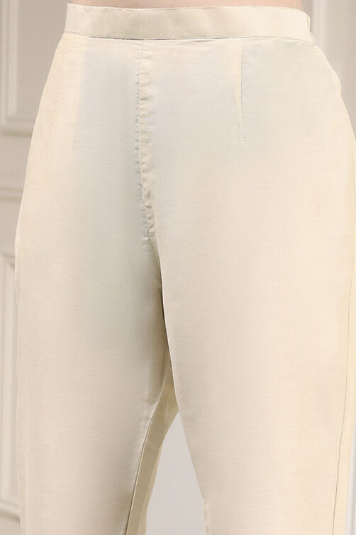 White Tissue Applique Unstitched Suit Set image number 3