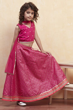 Fuchsia Polyester Lehenga Set image number 0