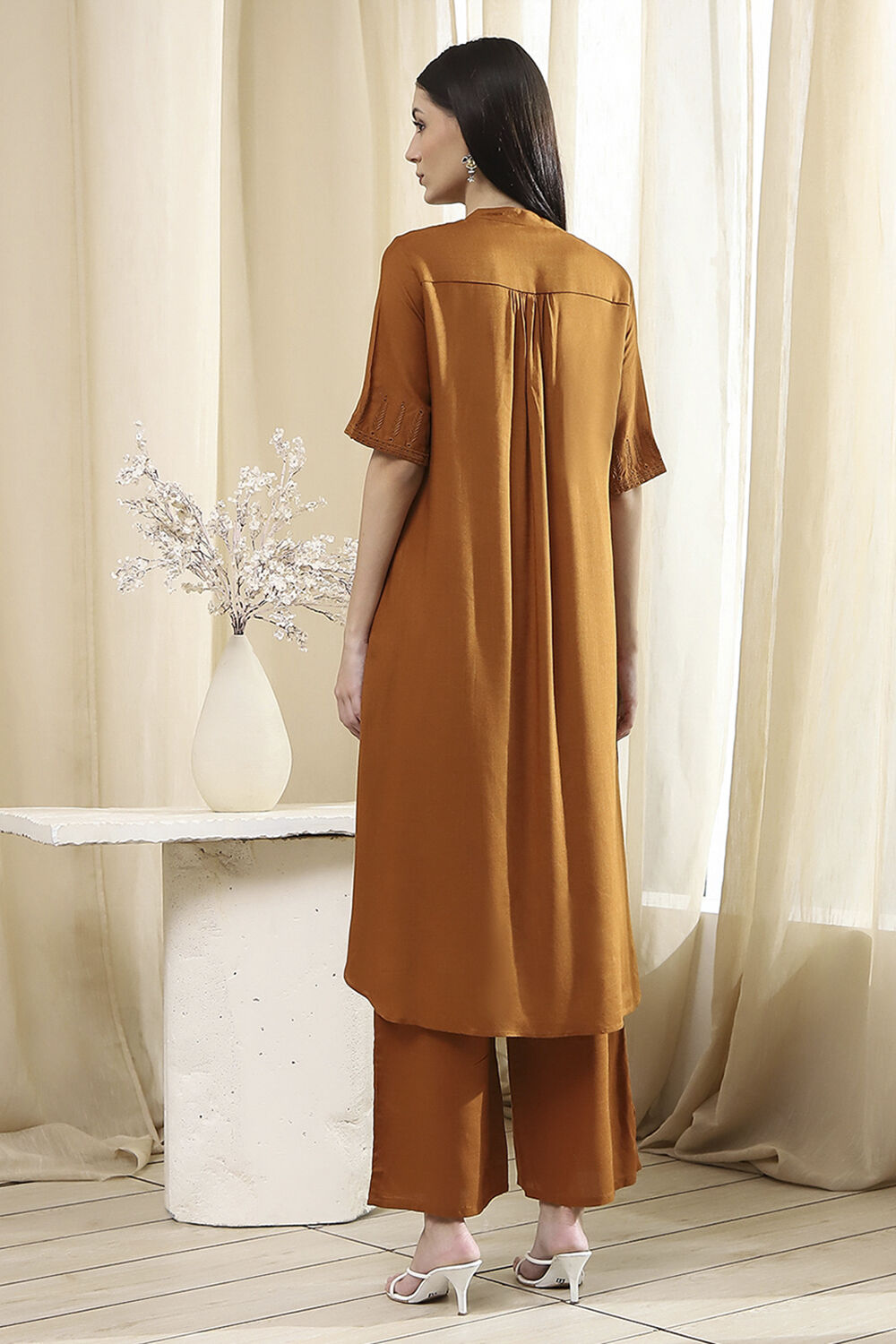 Blush Pink Straight Kurta Set image number 4