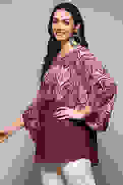 Berry Viscose Straight Printed Top image number 2