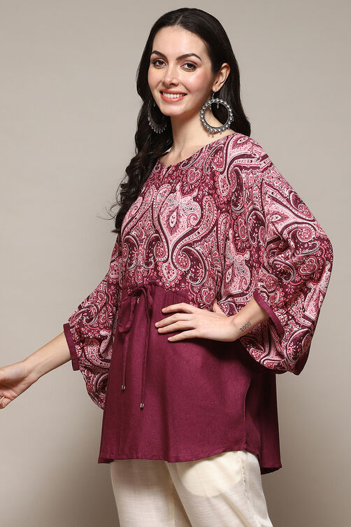 Olive Viscose Straight Printed Top image number 2