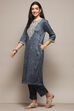 Petrol Cotton Blend Printed Straight 2 Piece Set image number 3