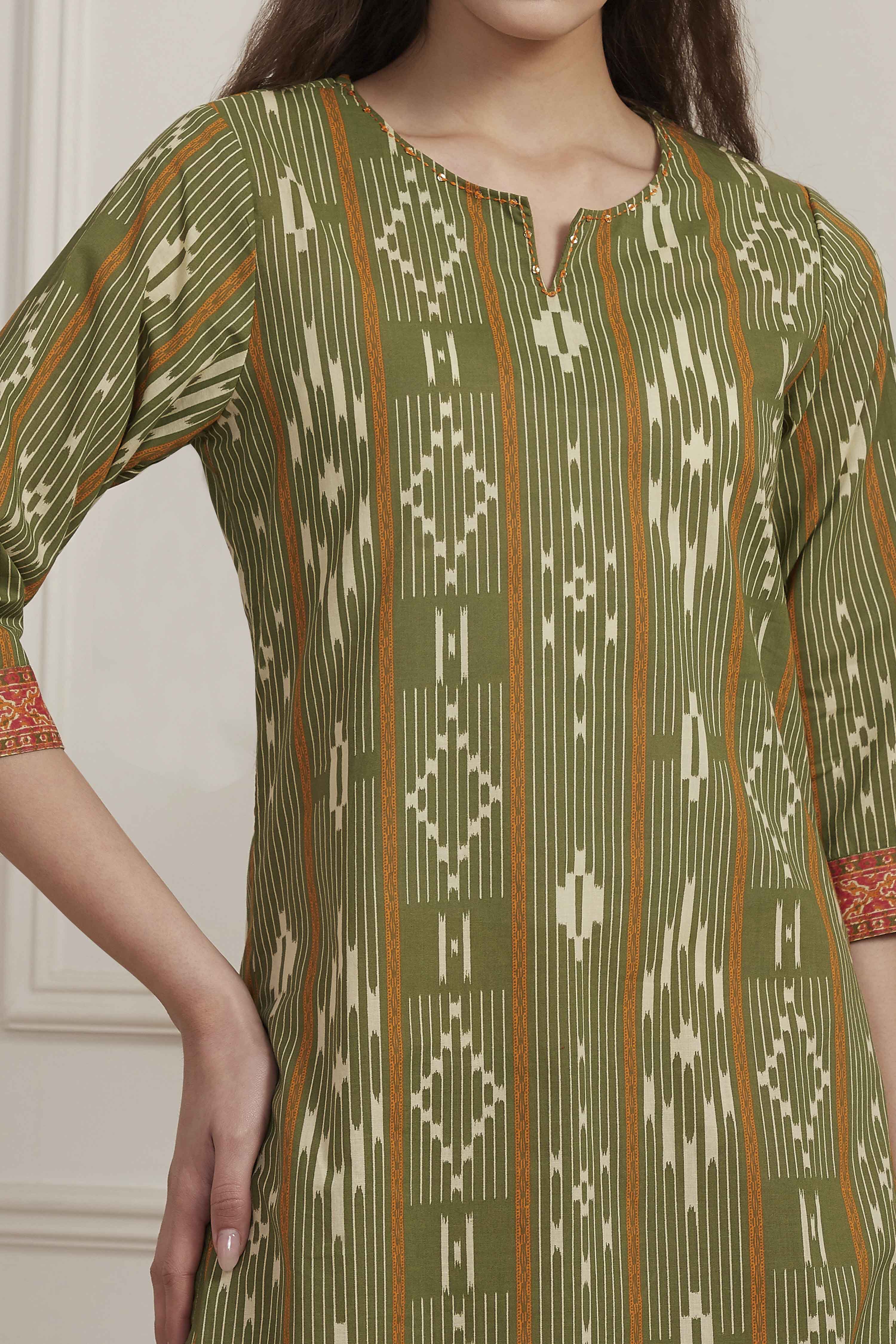 Blue Cotton Straight Kurta image number 1