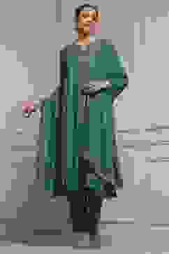 Teal Green Solid Kalidar Suit Set image number 0