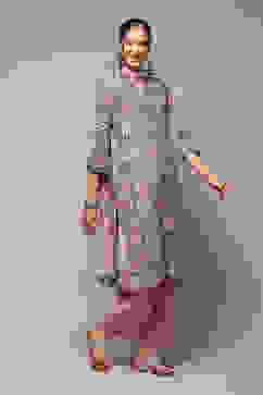 Beige Polyester Straight Kurta Palazzo Suit Set image number 6