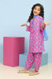 Blue Cotton Printed Straight Suit Set image number 3