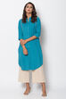 Orange Cotton Flax Front Open Solid Kurta image number 0