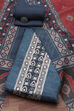Blue Chanderi Printed Unstitched Suit Set image number 0