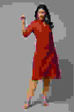 Red Art Silk Straight Printed Kurta image number 0