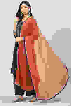 Navy Blue Art Silk Straight Kurta Palazzo Suit Set image number 5