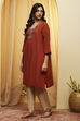 Rust Viscose Rayon Embellished Straight Kurta image number 2