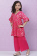 Black Rayon Flared Printed kurta Set image number 2