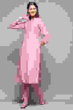 Light Pink Rayon Straight Kurta Pant 2 Piece Set image number 0