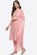 Pink Cotton Blend Unstitched Suit Set image number 6