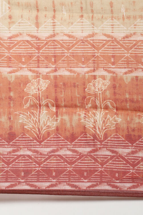 Mustard Chanderi Digital Print Unstitched Suit Set image number 3