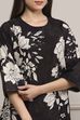 Black Cotton Floral Printed Straight Kurta Set image number 1