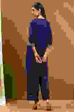 Purple Embroidered Straight Suit Set image number 4