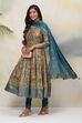 Fuchsia Cotton Anarkali Kurta Churidar Suit Set image number 5