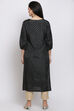 Black Viscose Straight Printed Kurta image number 5