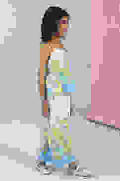 White Cotton Floral Printed Top and Pant Set image number 5