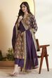 Purple Cotton Asymmetric Suit Set