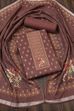 Brown Linen Printed Unstitched Suit Set image number 1